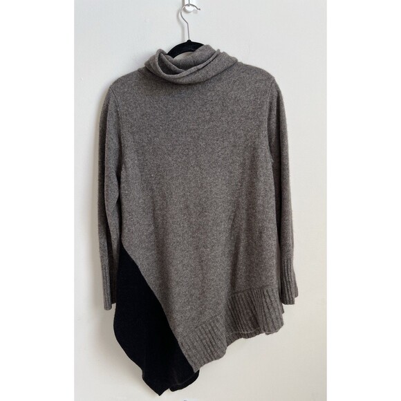Eileen Fisher Yak & Merino Wool Colorblock Asymmetrical Cowl Neck Sweater - Picture 2 of 9